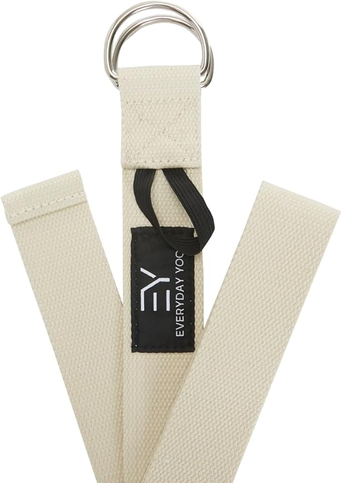 Everyday Yoga Strap with Metal D-Ring - Durable Stretching Strap for Yoga, Pilates, Flexibility & Physical Therapy (6ft, 8ft, 10ft)