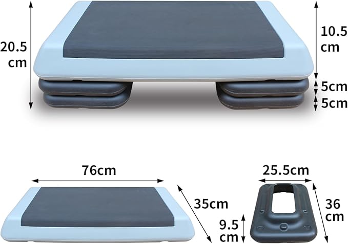 Adjustable Workout Aerobic Stepper in Fitness & Exercise Step Platform Trainer Gray Black with 2 Risers