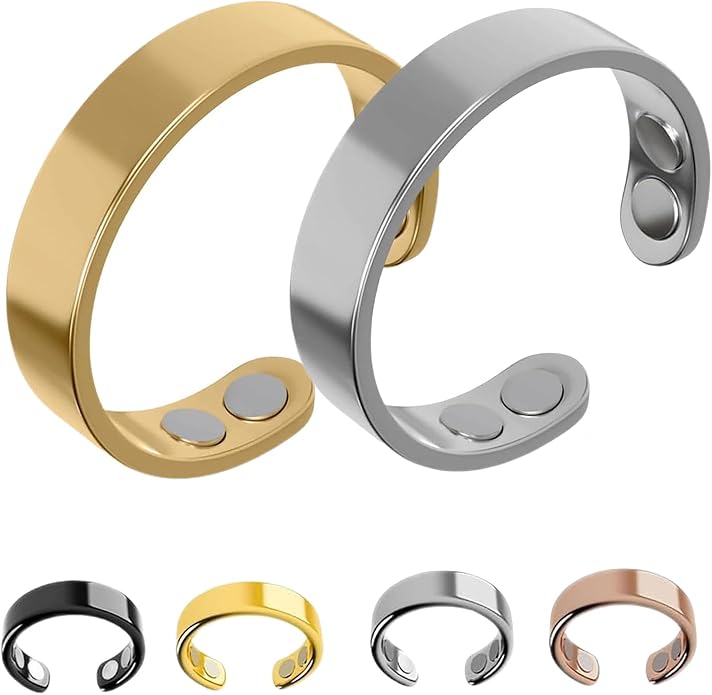 Auvulis Migraine Ring, Vitality Ring for Migraines, Adjustable Acupressure Magnetic Ring, Stainless Migraine Ring for Men and Women