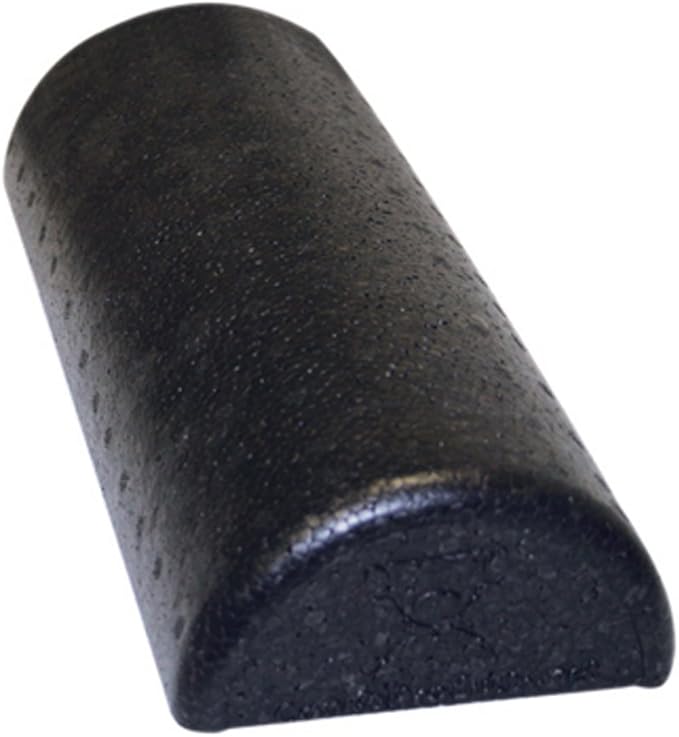 CanDo Black Composite High-Density Foam Rollers for Muscle Restoration Massage Therapy Sport Recovery and Physical Therapy 6" x 12" Half-Round