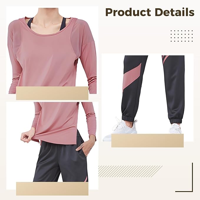 Women'S Two-Piece Pilates Set, Black High-Waist With Color Block Design, Breathable, Moisture-Wicking, Xxl Size