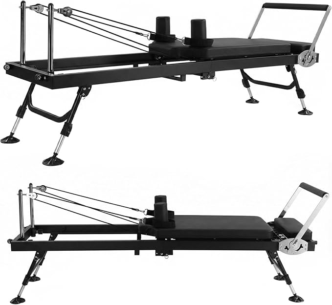 Generic 78 in Adjustable Fitness Equipment with Springs Resistance Quick-Assembly Pilate Reformer 300 LBS Capacity for Home and Studio Use