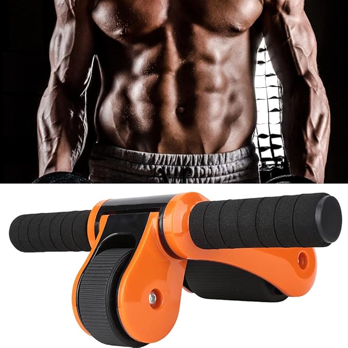 2 Wheels Ab Roller Wheel, Abdominal Muscle Exerciser, Dual - Wheel Core Trainer with Knee Pad for Home Gym, Stable Aluminum Alloy Frame, Foldable Design for Full - Body