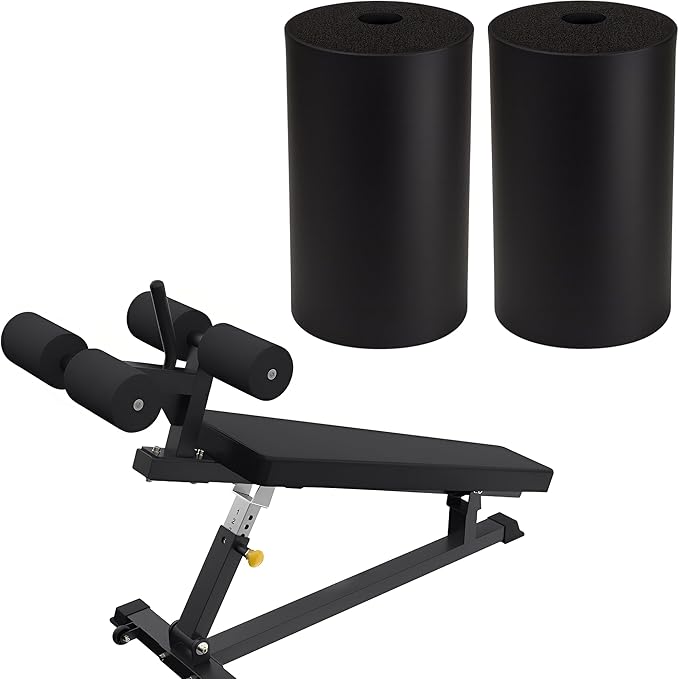 2Pcs Leg Extension Pad Replacement 7 Inch Foot Foam Roller for Weight Bench, PEC Deck, PU High Density Sponge Cover for Home Gym Workout Legs Training Accessories Used for Inversion Table Sit Ups Tube