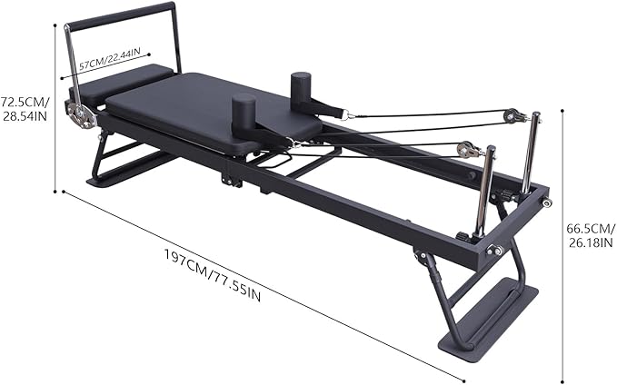 Pilates Reformer Foldable Pilates Reformer Home Gym Equipment,Core Pilates Bed for Home Workouts with Dual Resistance- Springs,Up to 265 lbs Weight Capacity,Christmas Birthday Valentines Day
