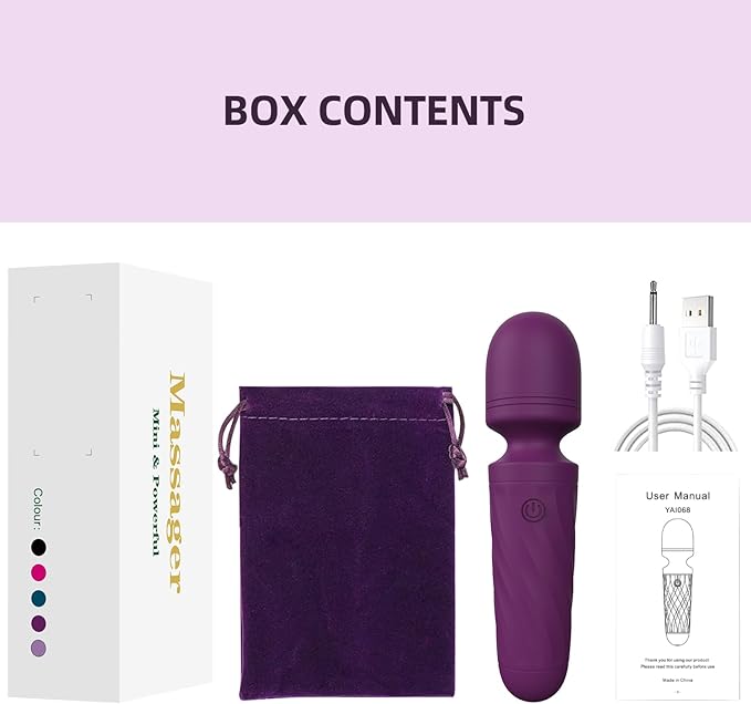 Handheld Personal Mini Massager Tool– Waterproof, USB Rechargeable, 10 Vibration - Perfect on Back Legs Hand Pains and Sports Recovery(Purple)