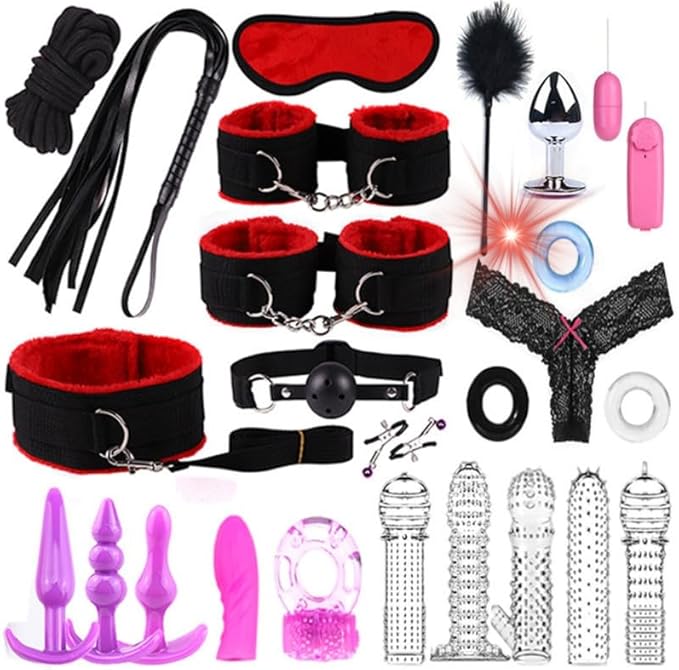 Pilates 25 Piece Fashionable Portable Fitness Couple Set, Indoor Hand, Foot, Wrist, Buttocks Fun Cosplay Accessories, Original Gift (Red)