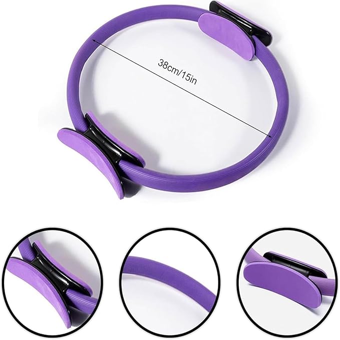 Pilates Ring Fitness Trainer, Yoga Ring Home Gym Equipment Inner Thigh Exercise, 14.96 Inch Yoga Ring Magic Circle, Double Padded Handle Exercise Resistance Equipment