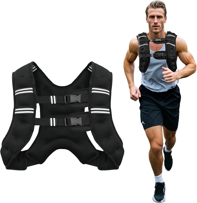 Weighted Vest, 6lb/8lb/10lb/12lb/16lb/20lb/25lb/30lb Weight Vest for Men Women, Body Weight Vests Adjustable with Reflective Stripe for Strength Training, Running, Workout, Jogging, Walking