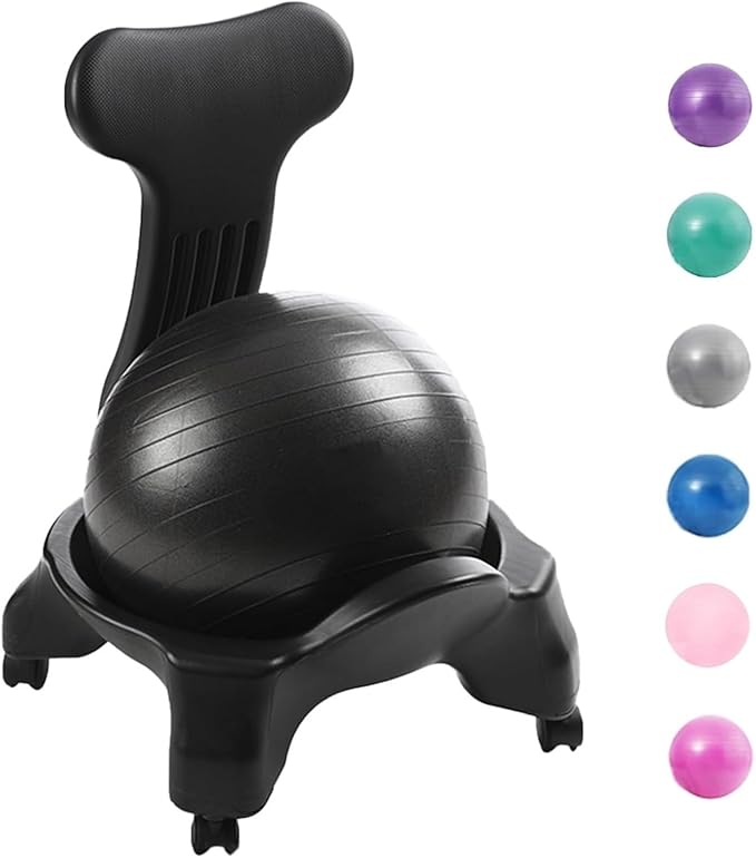 Yoga Ball Chair,Yoga Ball，Exercise Ball, Yoga Ball Chair Ergonomic Chair with Replaceable Balls Stability Yoga Ball Chair for Office Home Classroom Exercise Ball Seat(Black)