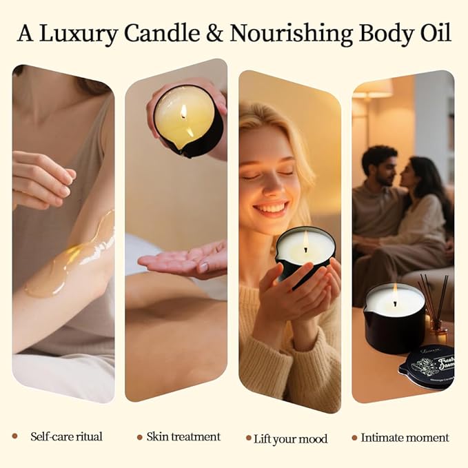 Scented Massage Oil Candle for Body SPA, Low Temp Massage Wax for Skin Care, Nourishing Soybean Oil Coconut Oil Based Candle, Self Care Gifts for Women & Men 6.35 OZ (Vanilla)