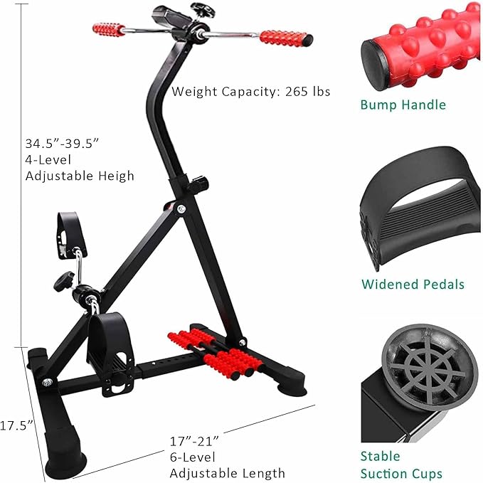 Pedal Exerciser Bike Hand Arm Leg and Knee Peddler Adjustable Fitness Equipment for Seniors, Elderly Home Dual Pedal Exercise Bike for Total Body - Great Gift for Elderly Rehab