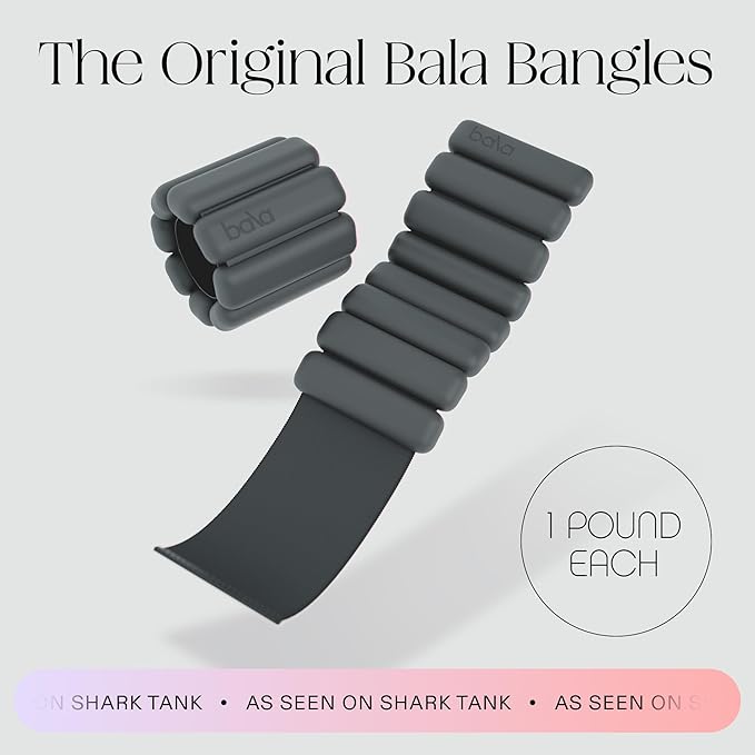 Bala Bangles Wrist & Ankle Weights for Women & Men - Adjustable Weighted Bands - Soft Silicone Arm & Leg Weights for Pilates, Yoga, Walking, Barre, Home Workout & Strength Training Exercise
