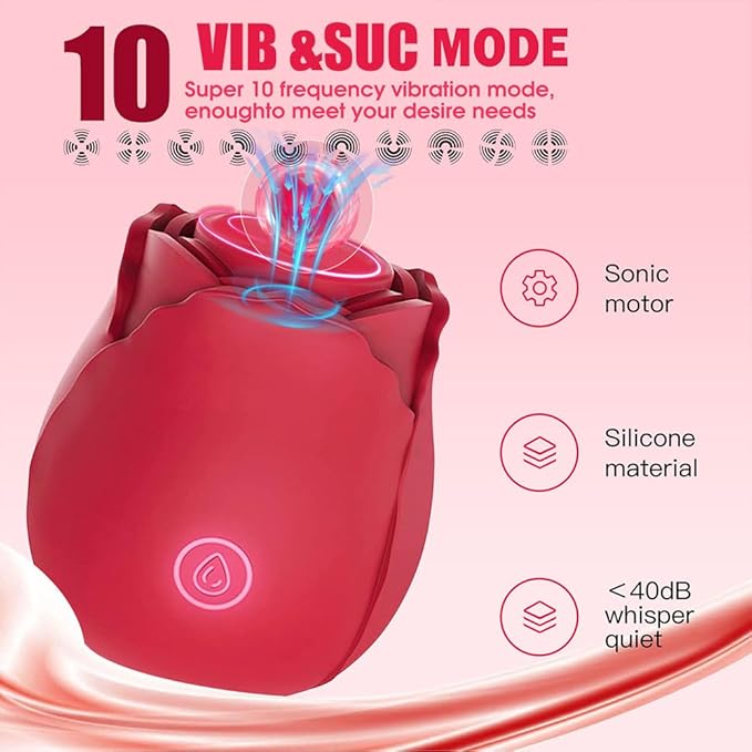 Rose Viboators for Woman, The Rose Adult Tool for Women with 10 Sucking Modes,Adult Toys Automatic Electric Machine Female HF-07
