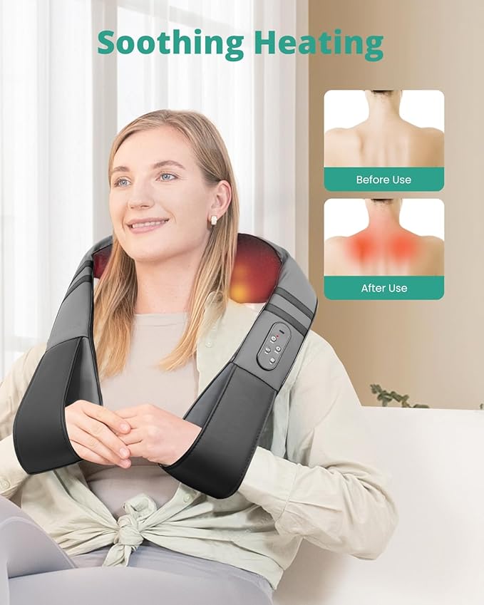 Medcursor Neck Massager with Heat - Deep Tissue Pain Relief, Rechargeable Shiatsu Neck and Shoulder Massager, Ideal Choice for Men, Women, Mom & Dad