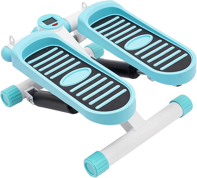 Portable Fitness Stepper, Mini Stair Stepper Adjustable Resistance Exercise Stepper with LED Screen & Two Resistance Bands for Weight Loss, Shaping, Daily Exercise at Home, Apartment
