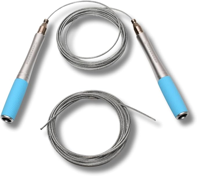 HYPERWEAR Adjustable Speed Jump Rope – Patented Self-Locking Cable System, Aluminum Handles with Knurled Silicone Grip for Cardio, Cross Training & Boxing