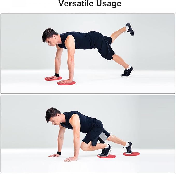 uxcell Exercise Core Sliders, Oval Glider Discs with Feet Covers, Dual Sided Usage in Home Gym for Full Body Workout