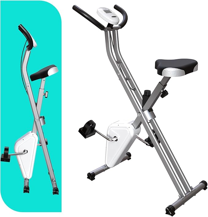 Foldable Exercise Bike Stationary Bikes for Home, 5 IN 1 Indoor Workout Bike, Cycling Bike with 16-Level Quiet Magnetic Resistance, 6.6 LBS Flywheel and 300LBS Capacity for Senior and Home Workout