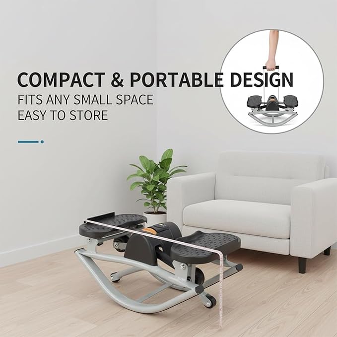 Rocking Stepper Side to Side, Lateral Rocking Fitness Stepper Home Workout Machine with Resistance Band, Home Workout Machine with Digital Display & Track Time, for Legs, Glutes, Abs