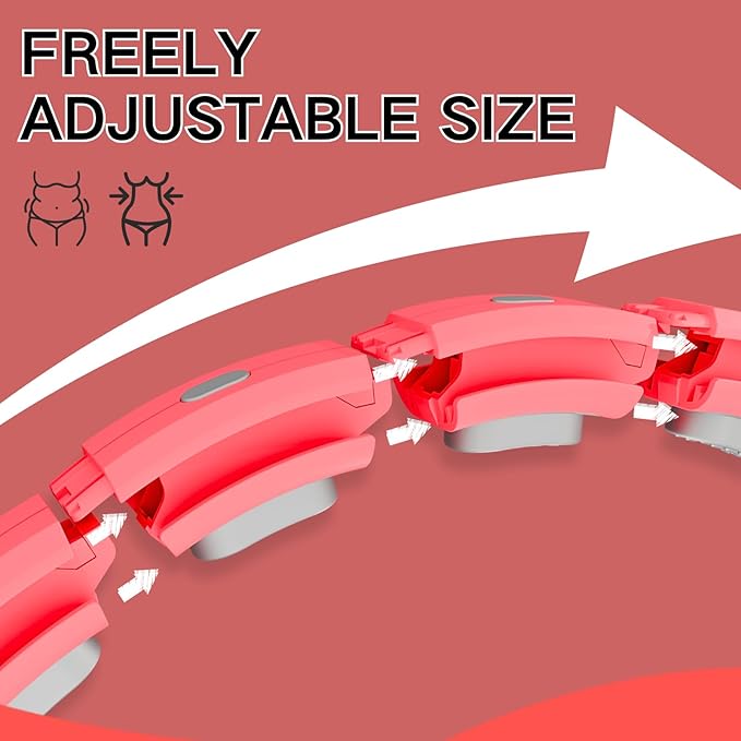 Smart Silent Weighted Exercise Infinity Hoop - Patent Pending (80% Quieter + Auto Count), Adjustable 30"-50" Fitness Hoop for Adults, Core Ab Workout with Circle for Women & Men (Brownish red)