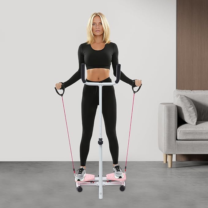 Waist Twister Machine Exercise, Adjustable Ab Twist Board Resistance Bands & Handrails, Ab Workout Machine for Home Gym, Core Strength Training Equipment with 330 lbs Weight Capacity
