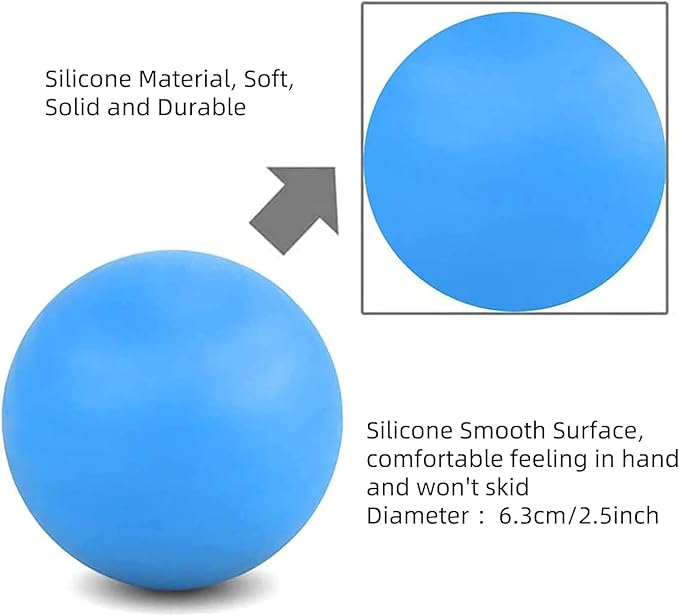 WOVTE 2 Pack Massage Lacrosse Balls for Sore Muscles, Shoulders, Neck, Back, Foot, Body, Deep Tissue, Myofascial Release, Trigger Point Therapy, Muscle Knots and Yoga Therapy (Blue)
