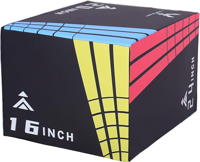 Modern-Depo 3 in 1 Plyometric Jump Box with High Density Foam | Fitness Plyo Box Jumps Height Adjustable 30/24/20, 24/20/16, 20/16/14, 1614/12 Inch for Home Gym, 440lb Weight Capacity