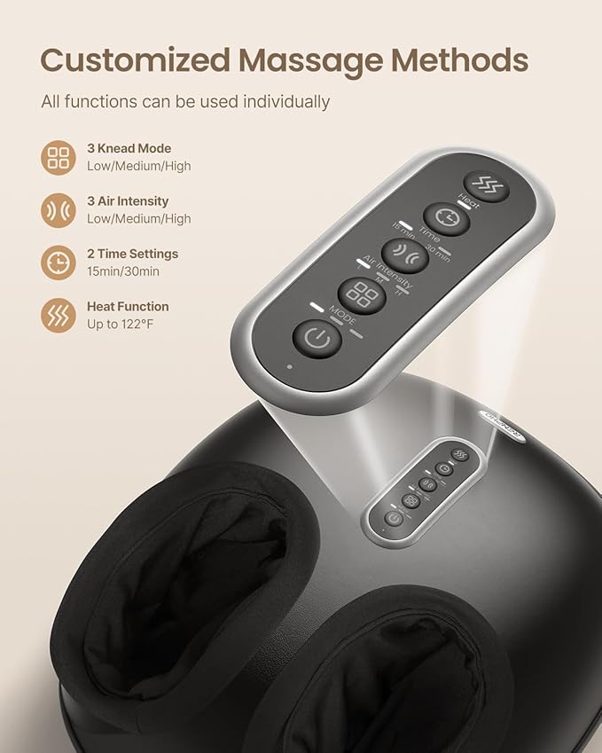 RENPHO 2026 [Upgraded] Foot Massager with Heat, FSA Eligible Shiatsu Foot Massager for Plantar Fasciitis, Deep-Kneading, Air Squeezing Feet Massager, Valentines Day Gifts for Women Men, Size 12 DG
