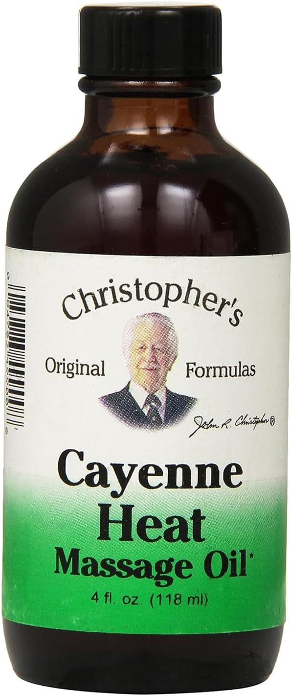 Christopher's Original Formulas Cayenne Heat Massage Oil, 4 Fluid Ounce | Warming Sensation for Muscles & Joints | Natural Comfort & Relaxation | Pure Herbal Formula