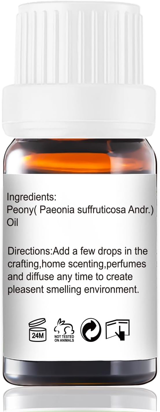 Peony Essential Oil - Pure Natural Fragrance for Aromatherapy, Perfume Making, Candles, Soap, Room Spray, Diffuser Blends - Organic, 10mL Undiluted - Pack of 2