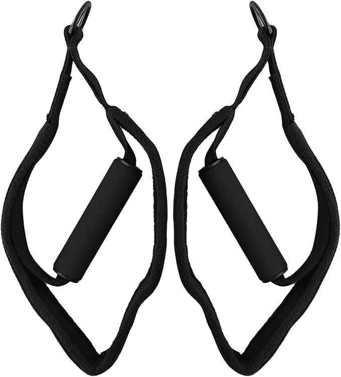 Double Loop Pilates Straps for Reformer, Polar Fleece Foot Exercise Bands with D-Rings and Cross Bar for Home Gym Fitness Training