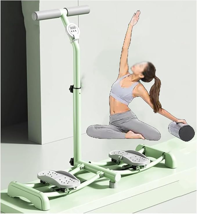 Foldable Skiing Exerciser Ski Machine Collapsible Leg Magic Machine Leg Strength Split Exerciser Core Strength Training Instrument for at Home Gym Pink(Green,Counting Type)