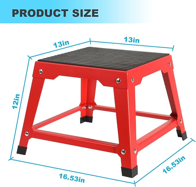 12 Inch Plyometric Platform Box Red Step Up Box Exercise Jump Box Gym Step Up Platform Fitness Jump Box Step Stool Exercise Jumping Box Step Stool Workout Exercise Fit Training