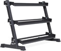 Rep Fitness Dumbbell Rack | 3-Tier Compact Holder | Fits Sets 5-50 lb | Weight Storage Stand | Rubber Hex Organizer | Free Weights Shelf | Heavy Duty Steel Frame | Gym Equipment for Home (Metallic Black)