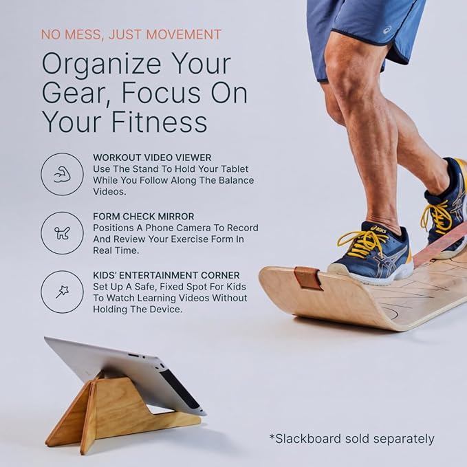 GIBBON SlackBoard Accessories, 3 Options: Slack Board Stand Display Rack, Standing Pole 60” to Assist Balance Training, or 52 Exercise Cards Deck for Fitness Workouts with SlackBoard GiBoard