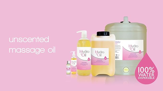 Hydro 2 Oil Unscented Massage Oil 33.8 fl oz - Water Dispersible Formula with Jojoba and Grapeseed Oil Enriched with Vitamin E