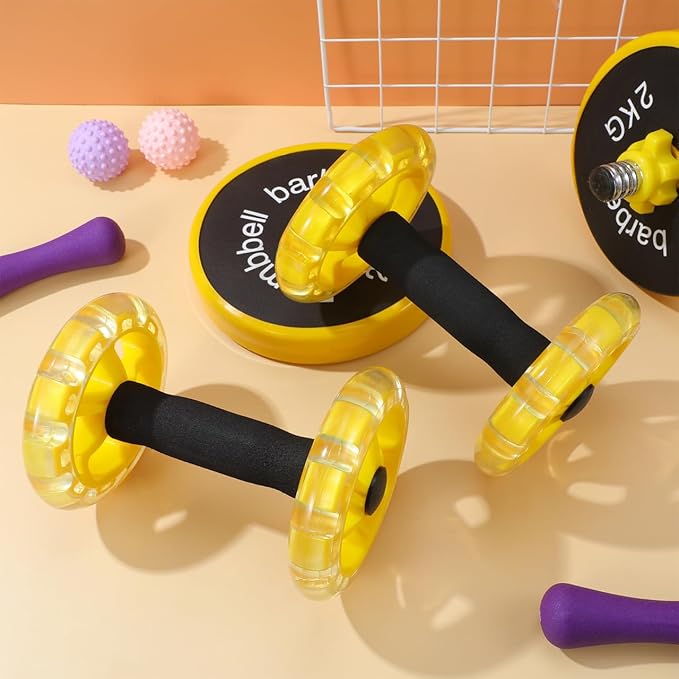 Exercise Ab Roller Wheel Tummy Weight Equipment Abdominal Roller Hand Weights Dumbbell for Yellow Fitness Device