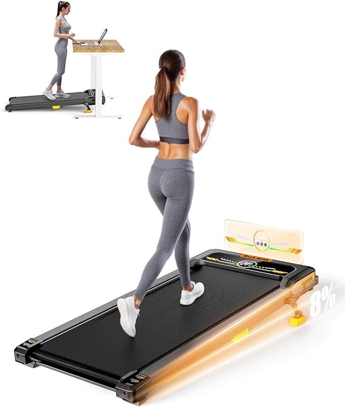 Walking Pad Treadmill, WALKWAKE 8% Incline Walking Pads, Compact Under Desk Treadmill for Home, 330lb Capacity 2.5HP Running Machine for Walking Jogging with LED Display