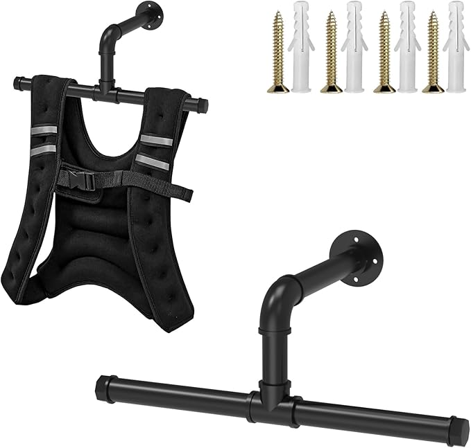 Heavy Duty Wall Mount Hanger for Weighted Vest Women Men – Wall Rack Holds Over 110lbs, Adjustable Weights Vest Storage, Space-Saving Storage for 6lb, 8lb, 12lb, 16lb, 20lb, 25lb, 30lb Weight Vest
