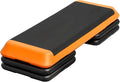 43" Exercise Aerobic Step Platform, Adjustable Fitness Stepper, with 4 Removable Risers for Home Gym Cardio Strength and Training