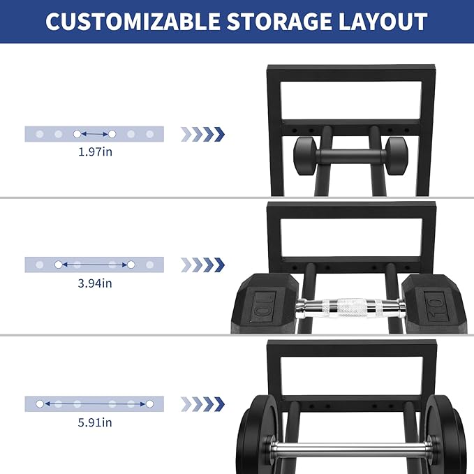 3-Tier Adjustable Dumbbell Rack ，Weight Storage Stand Holder for Dumbbells & Kettlebells, Heavy-Duty Metal Multi-Purpose Gym Equipment Storage Stand for Home Gym Accessories