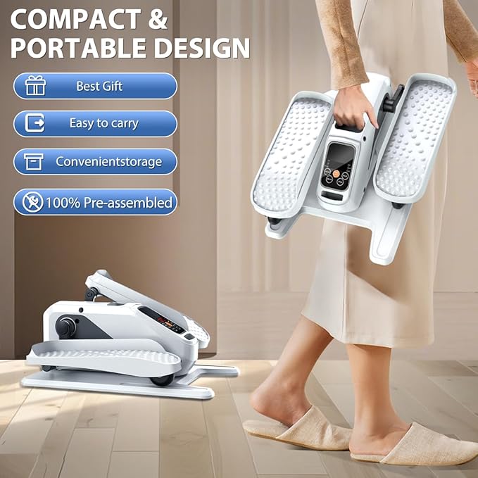 Under Desk Elliptical Machine, Electric Elliptical as Seen on TV for Seniors Adults with 15 Adjustable Speed, Quiet & Portable Electric Seated Pedal Exerciser with Remote Control & 5 Auto Mode