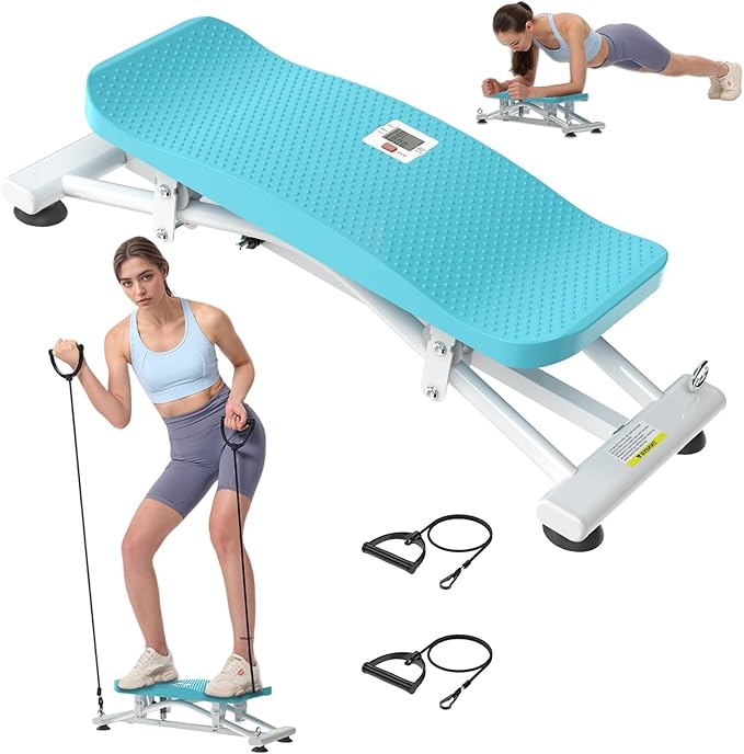HOTSWEAT Balance Board, Portable Balance Trainer with 300 LBS Weight Capacity, Slide Stepper Stimulated Ski with Resistance Bands, Ski Balancing Machine for Full Body Workout