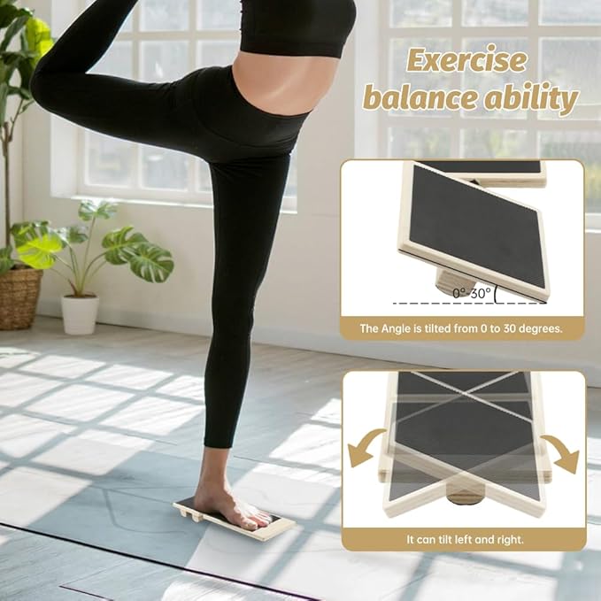 Ankle Balance Board Ankl e Foot Strengthener for Sprained,Single Leg Balance Board witth 2 Ankle Brace,Non-Slip Posture Corrector,Balance Training,Plantar Fasciitis Relief