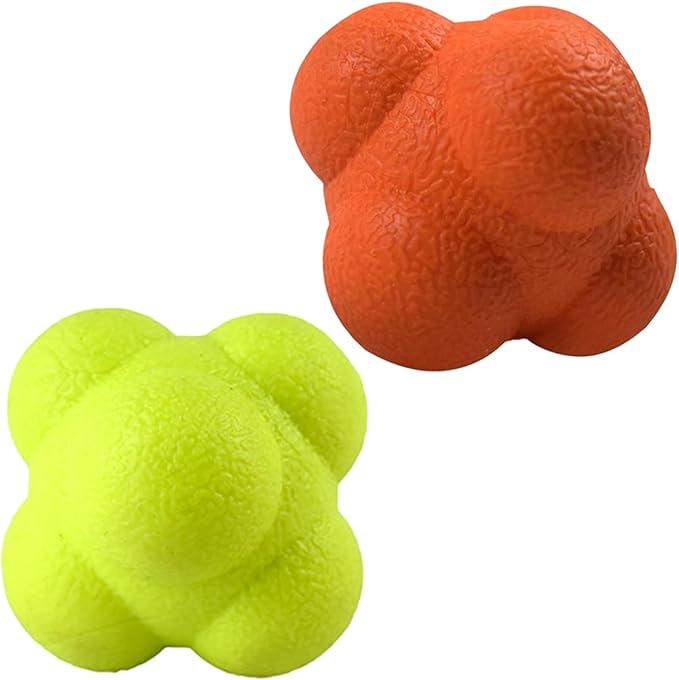 AIRLAXER Reaction Ball,Reflex Ball for Hand Eye Coordination Training,2.83 inch,Pack of 2-Orange,Yellow.