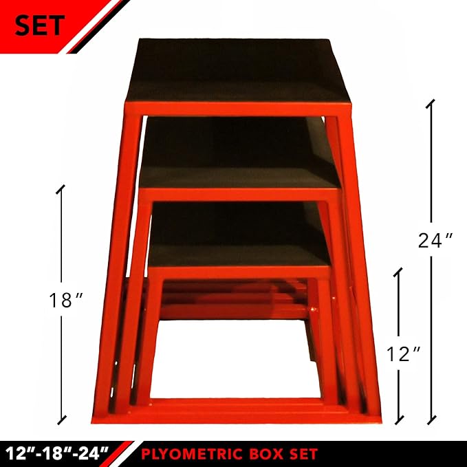 JFIT Plyometric Boxes - Made in Taiwan NO Assembly Required Single - Height Box Set and Adjustable Box Options Plyometric Platform and Jumping Agility Box for Training Conditioning Strength Training