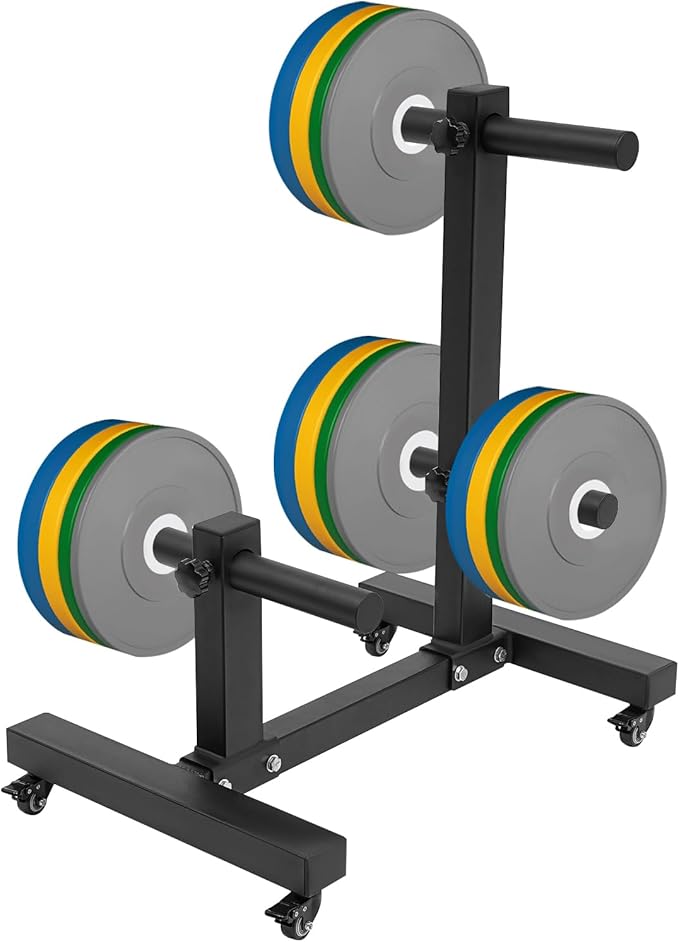 Weight Plate Rack Tree, Weight Plate Storage with Universial Heavy-Duty Wheels Weight Tree Rack Plates Weight Storage Rack Steel Gym Organizer Bumper Plate Holder 1102.3lbs