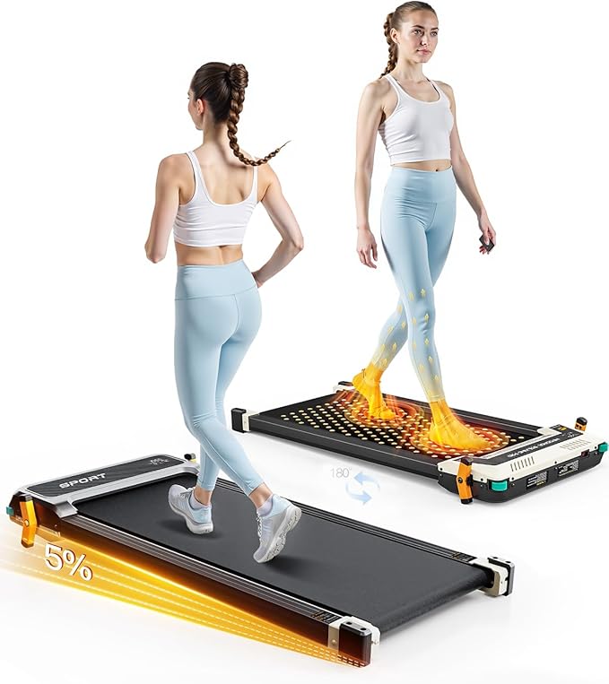 AKLUER Walking Pad with Incline - Dual-Sided 2 in 1 Under Desk Treadmill with Shiatsu Foot Massager, 330LBs Walking Pad Treadmills for Home and Office, LED Display and Remote Control