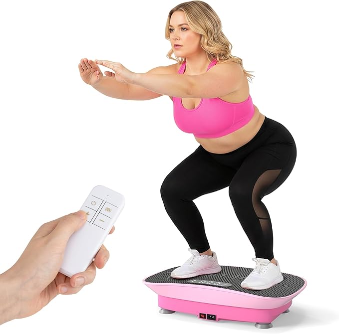 GYMAX Vibration Plate Exercise Machine, Vibration Plate with 10-Level Intensity, LED Display & Remote Control, Body Vibrating Plates Stand Shaking Platform Fat Burning Machine